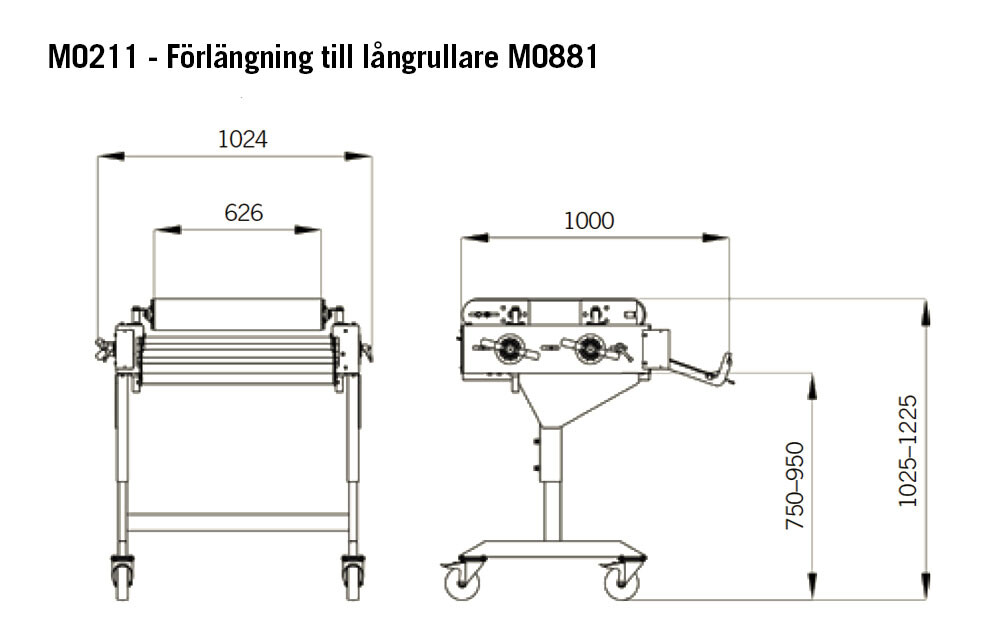 Förlängning för långrullare MO881 - Raka degbitar med MO211 Glimek