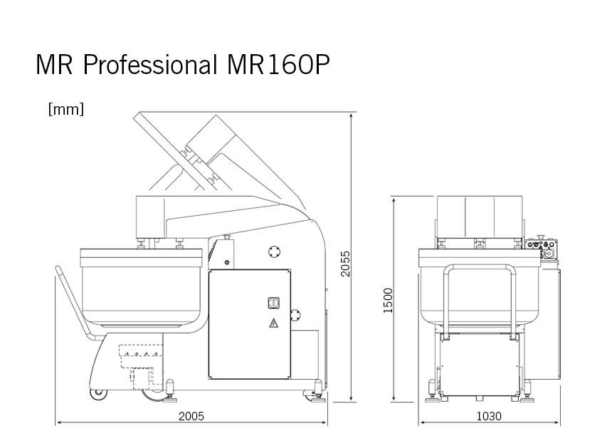 Degblandare bageri Escher MR Professional MR160P mått Sveba Dahlen