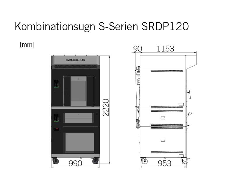 Kombinationsugn Ministickugn Däckugn Underbyggt Jässkåp SRDP120 Produktmått Sveba Dahlen