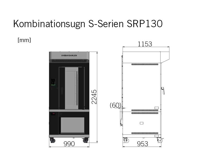 Kombinationsugn ministickugn underbyggt jässkåp SRP130 produktmått Sveba Dahlen