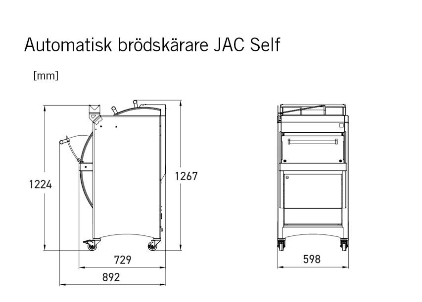 JAC Self automatisk brödskärare för självbetjäning i butik produktmått Sveba Dahlen