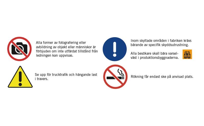 Säkerhetsföreskrifter Sveba Dahlen In-house event