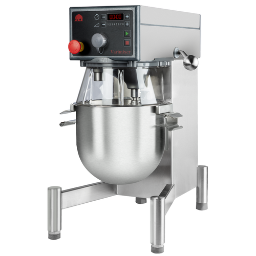 Vispmaskin och blandningsmaskin med kraftuttag för köttkvarn och grönsaksskärare. Modellen är en 10 liters Kodiak bordsmodell från Varimixer som säljs av Sveba Dahlen.